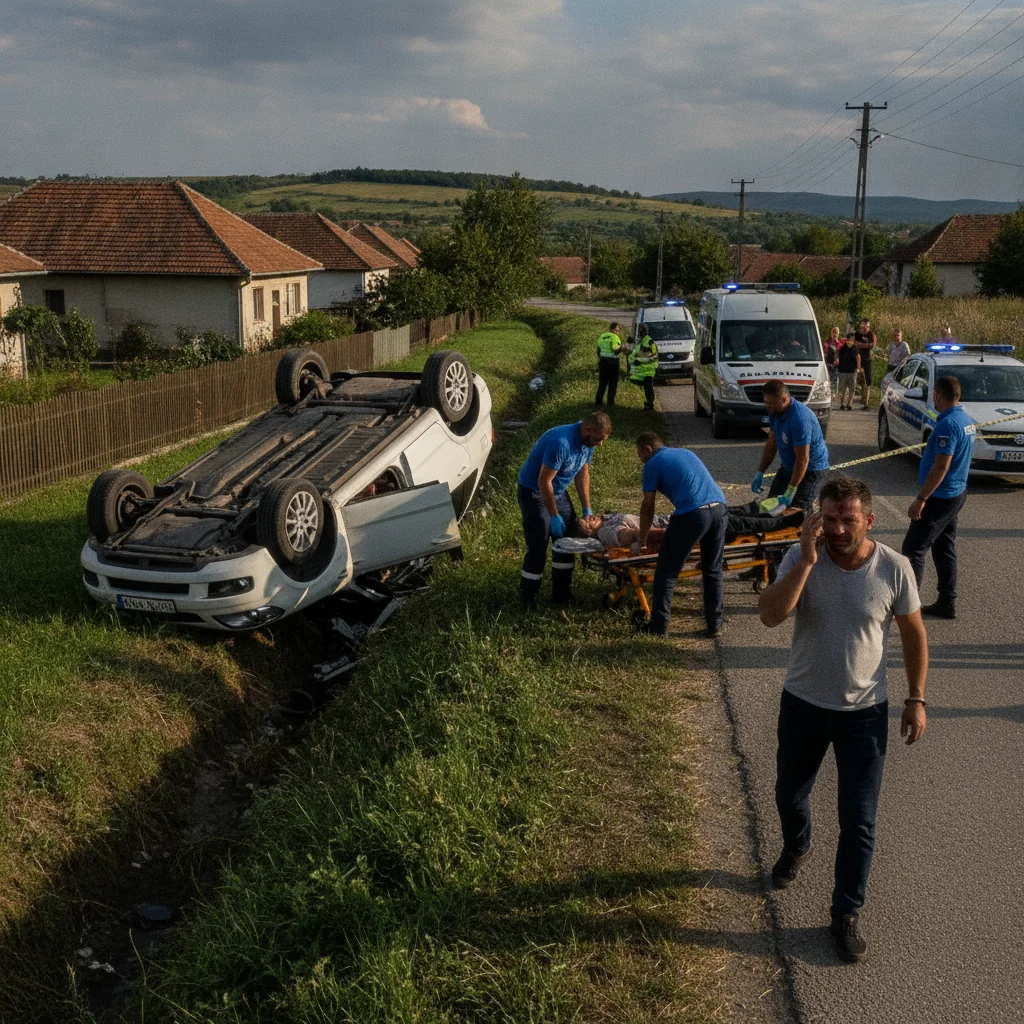 Accident grav în Brăila: Șofer fugar, băut și cu permisul suspendat, a rănit 5 oameni