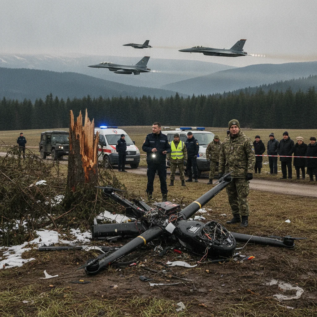 Dronă prăbușită lângă Solca, Suceava, după ce a intrat în spațiul aerian românesc