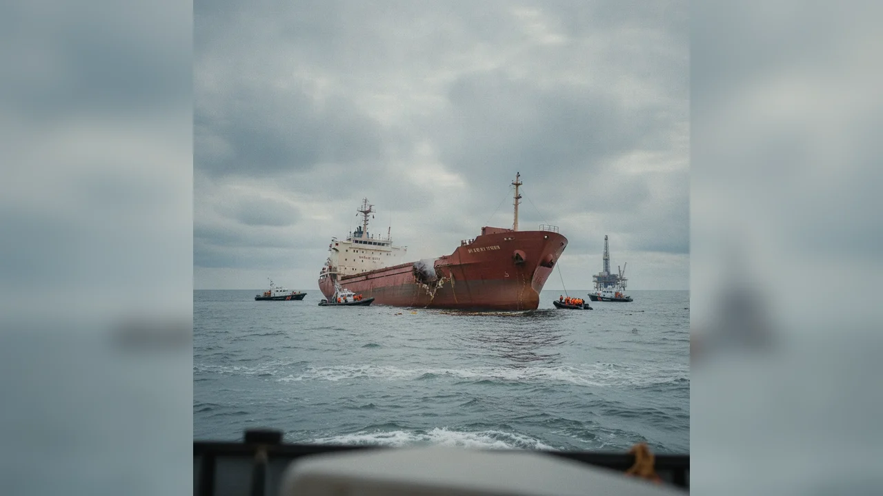 Navă comercială avariată în Marea Neagră, lângă România