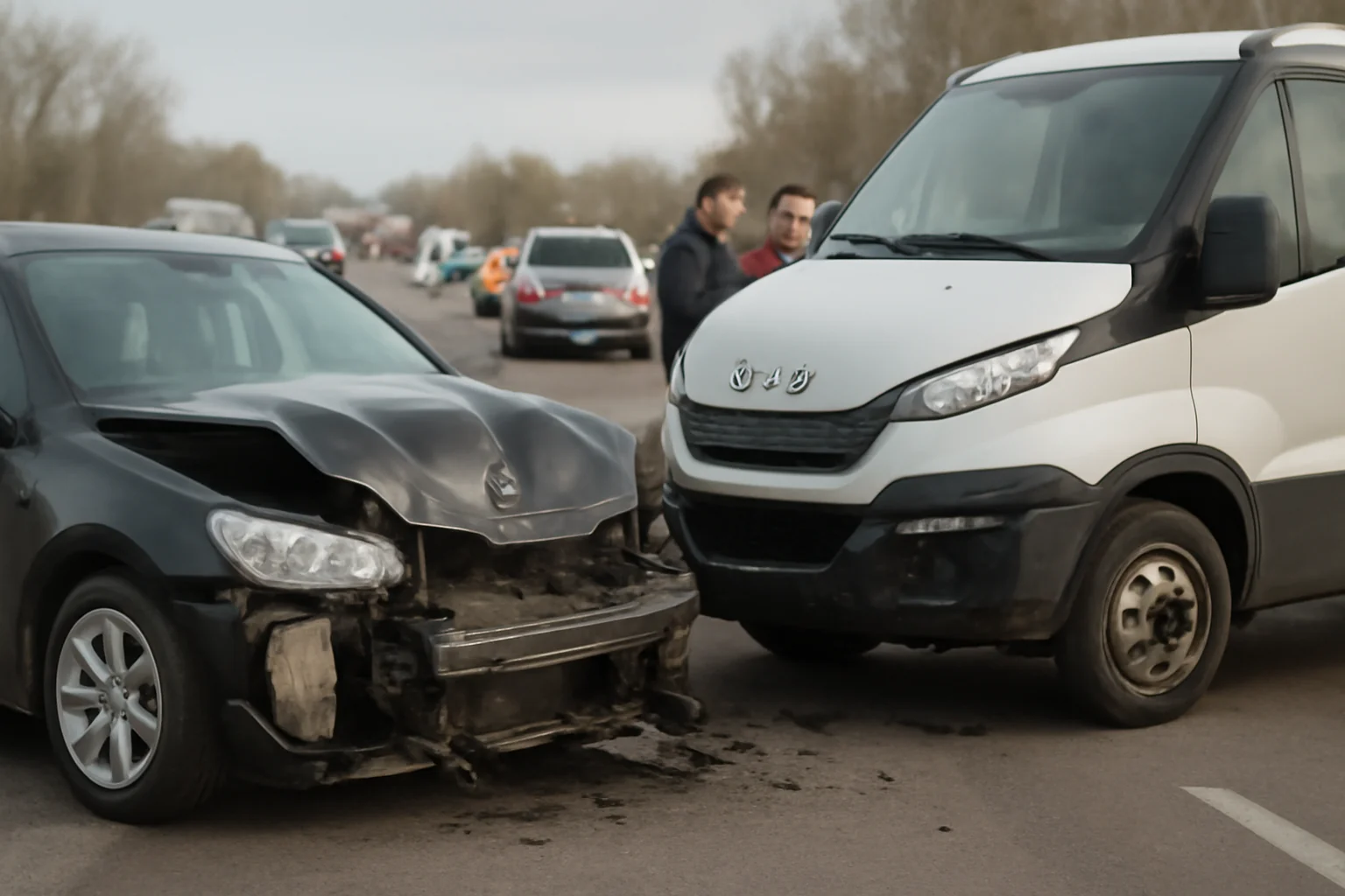 Trafic blocat pe DN 25 la Galați după un accident între autoturism și autoutilitară